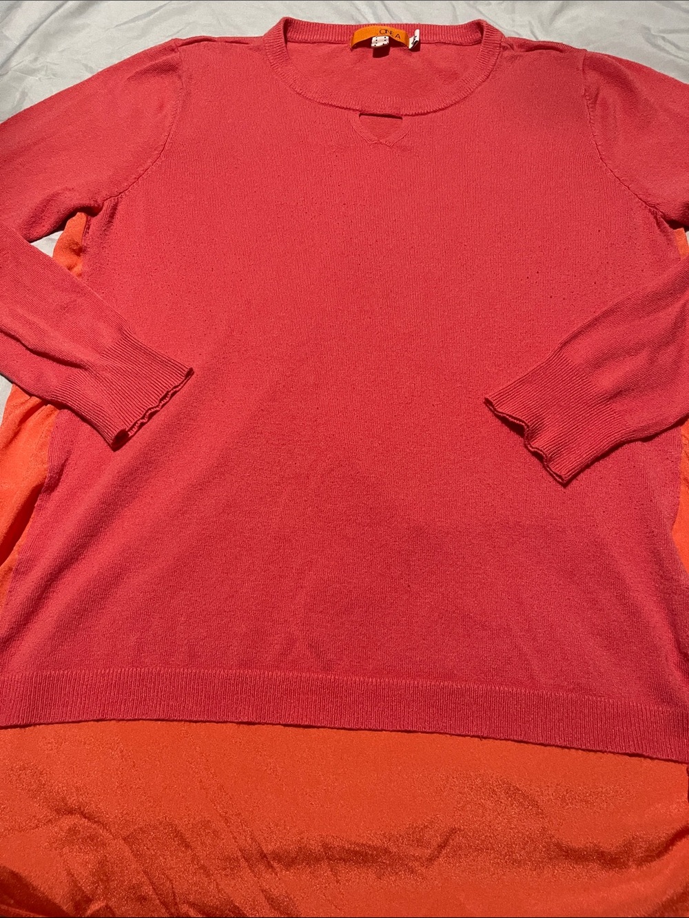 One A Women's Coral-Pink Scoop Neck Sweater